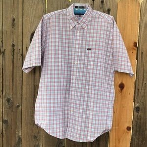 Red white & blue short sleeve Faconnable shirt.